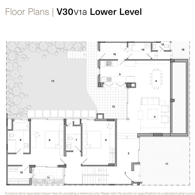 V30 - Villa , 3 BHK + Media Room + Maid Room  Floor Plan
