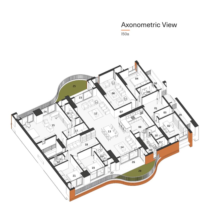 I50 - 3 BHK + HO + Maid Room + Maid bathroom + Study Floor Plan