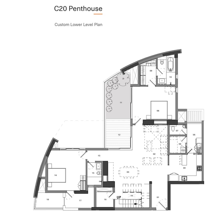 C20 Penthouse - 5 BHK Duplex Floor Plan