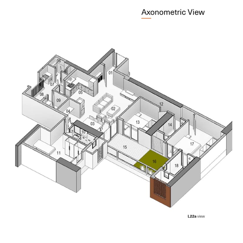 L22 -3 BHK + Home Office + Maid Bathroom Floor Plan